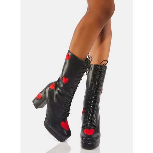 LAMODA Shoes - LAMODA HOTT  HEARTTHROB  RED  DOUBLE TAP GO-GO BOOTS ( BRAND NEW !!!! )